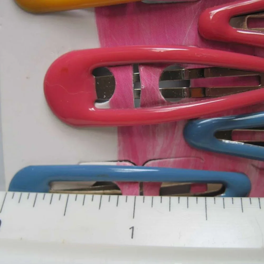 12 Goody Girls Colorful Glossy Glam Color Epoxy Covered Metal Hair Snap Clips